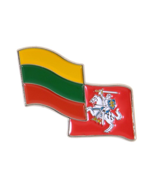 Metalinis ženkliukas su Lietuvos vėliava ir istorine vėliava